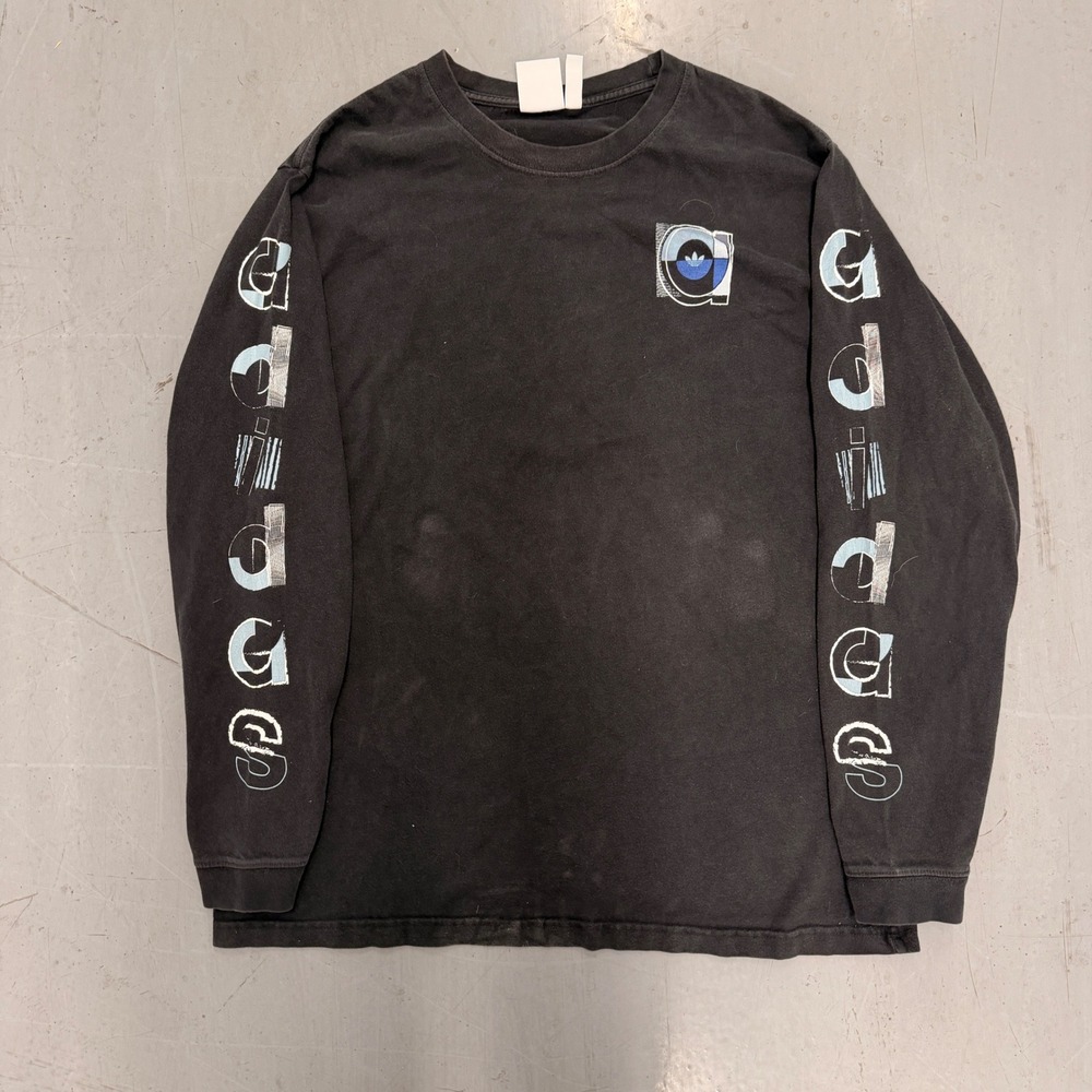 Adidas‎ Originals Mens 2XL Long Sleeve Graphic T-Shirt Faded Black Trefoil Logo